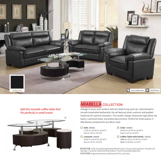 Arabella Upholstered Padded Arm Sofa Grey